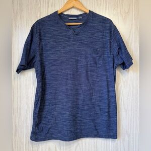 ROWM Men’s Slub Knit Notch-Neck Tee XL – Blue Casual Short Sleeve Shirt